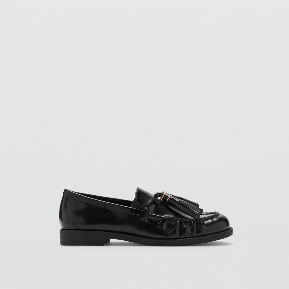 $139 NEW Mango MNG leather Loafers with Tassels in Black Euro 37 US 6.5 - Picture 2 of 11